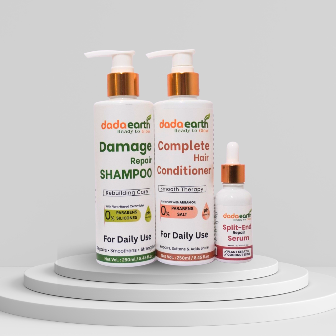 Dadaearth Damage Repair Hair Combo with Shampoo, Conditioner, and Split-End Serum for dry and damaged hair