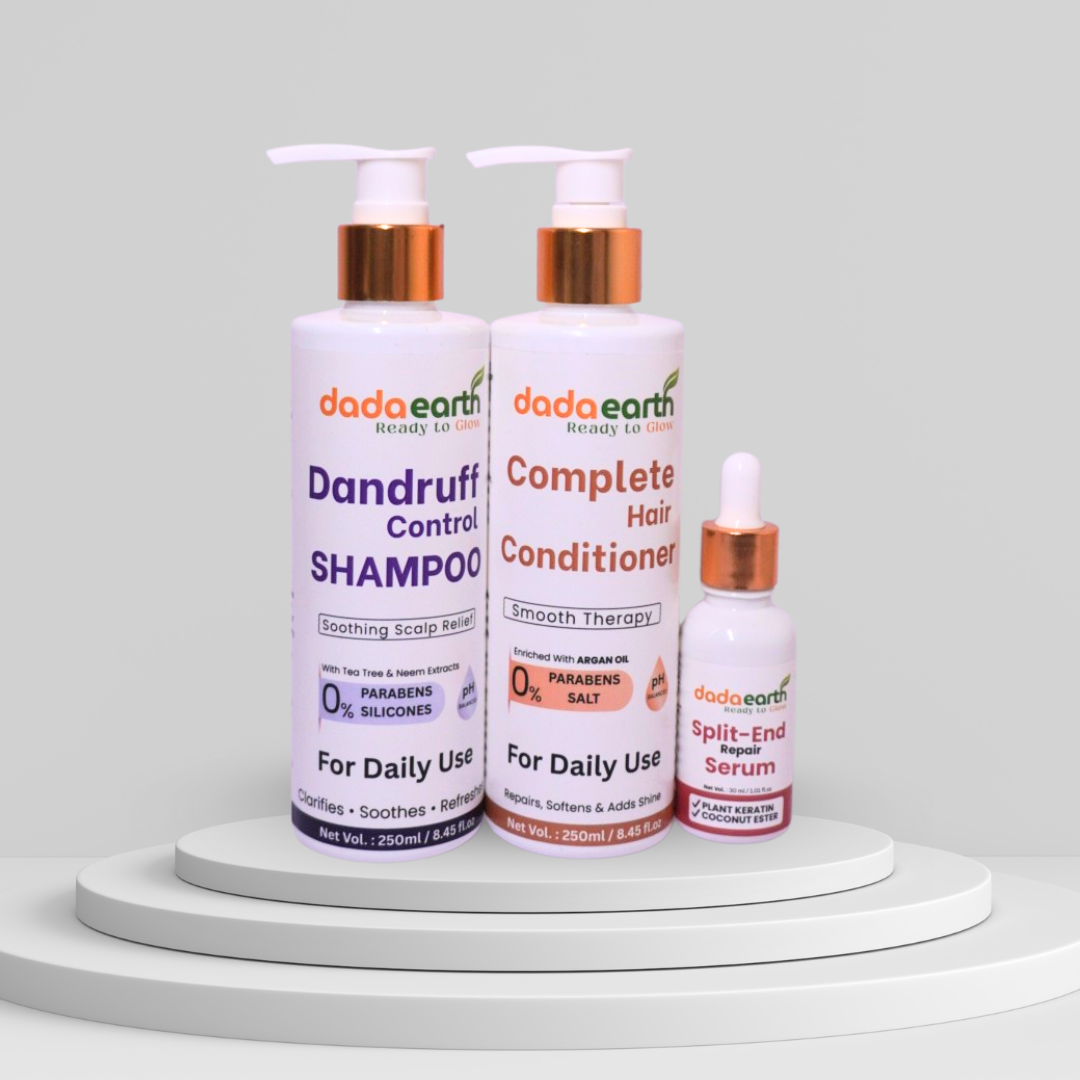 Dadaearth Dandruff Care Combo with Shampoo, Conditioner, and Split-End Serum for dry and itchy scalp