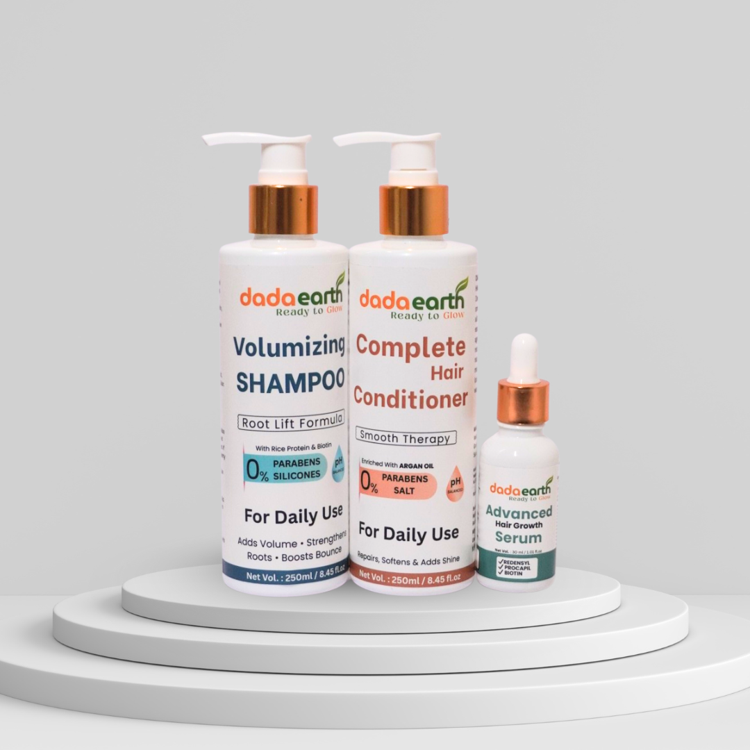 Dadaearth Volumizing Hair Combo with Shampoo, Conditioner, and Advanced Hair Growth Serum for thin and brittle hair