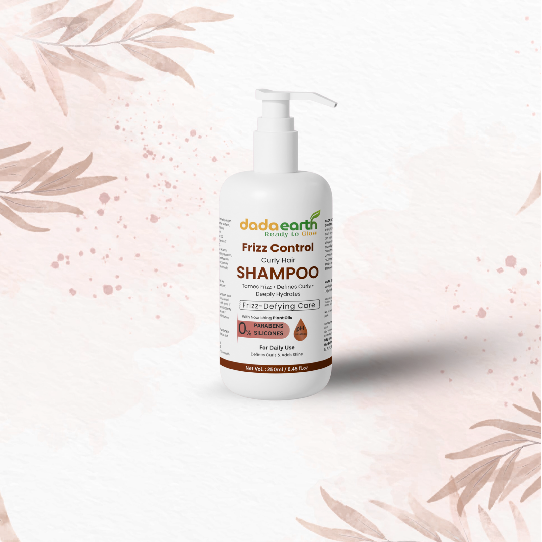Dada Earth Frizz Control Shampoo bottle on a soft-toned background